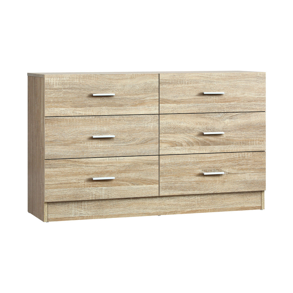 Oikiture 6 Chest of Drawers Aluminum Handles Wooden