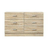 Oikiture 6 Chest of Drawers Aluminum Handles Wooden - Top-Down View