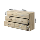 Oikiture 6 Chest of Drawers Aluminum Handles Wooden