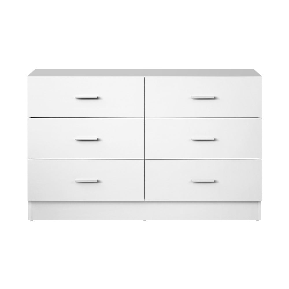 Oikiture 6 Chest of Drawers Aluminum Handles White