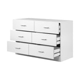 Oikiture 6 Chest of Drawers Aluminum Handles White