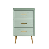 Oikiture 3 Chest of Drawers Tallboy Green