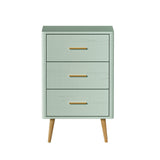 Oikiture 3 Chest of Drawers Tallboy Green - Side View