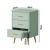Oikiture 3 Chest of Drawers Tallboy Green - Extra Image