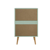 Oikiture 3 Chest of Drawers Tallboy Green - Close-Up Angle