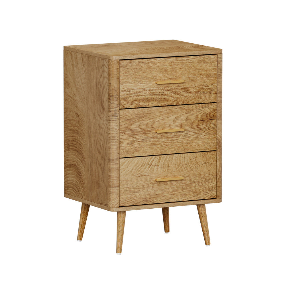 Oikiture 3 Chest of Drawers Tallboy Natural
