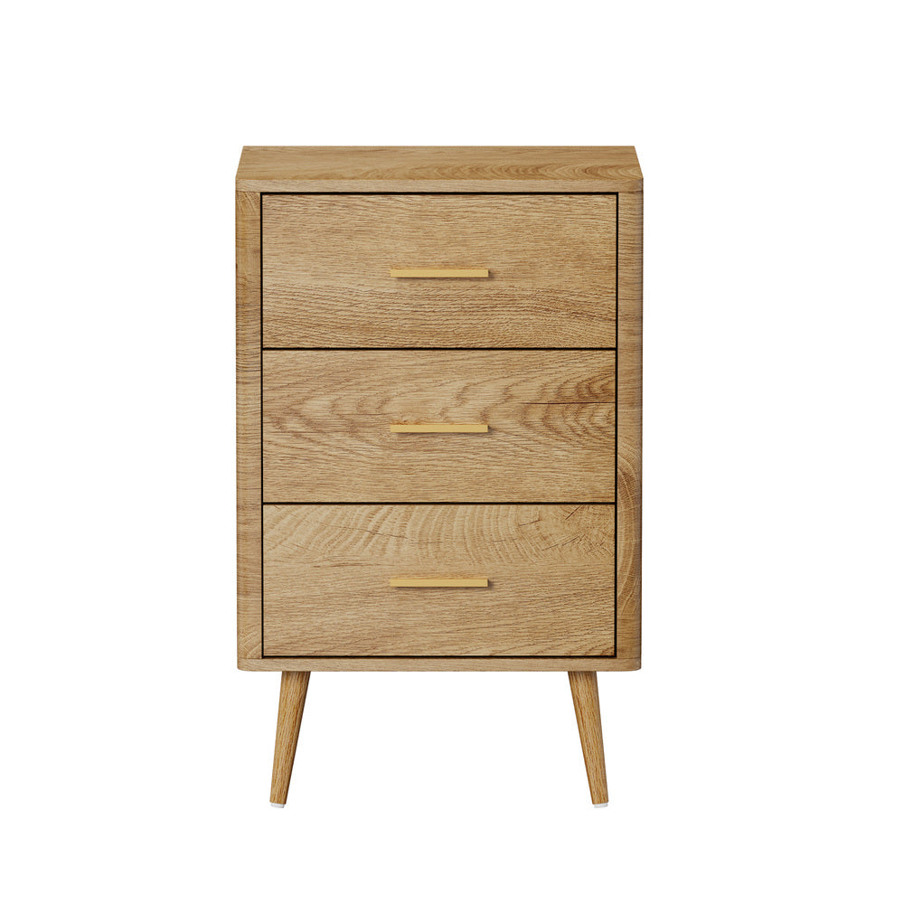 Oikiture 3 Chest of Drawers Tallboy Natural