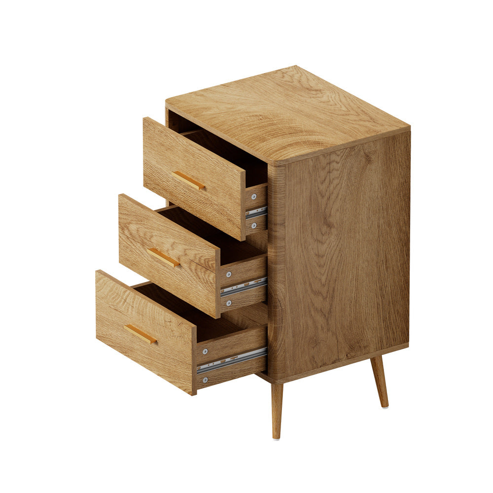Oikiture 3 Chest of Drawers Tallboy Natural