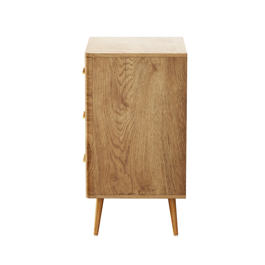 Oikiture 3 Chest of Drawers Tallboy Natural