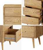 Oikiture 3 Chest of Drawers Tallboy Natural