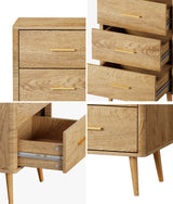 Oikiture 3 Chest of Drawers Tallboy Natural - Top-Down View