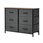 Oikiture 6 Chest of Drawers Fabric Grey Wooden Tabletop