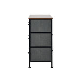 Oikiture 6 Chest of Drawers Fabric Grey Wooden Tabletop