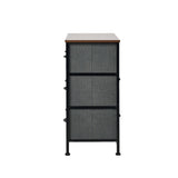 Oikiture 6 Chest of Drawers Fabric Grey Wooden Tabletop - Extra Image