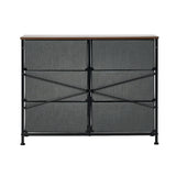 Oikiture 6 Chest of Drawers Fabric Grey Wooden Tabletop