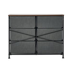Oikiture 6 Chest of Drawers Fabric Grey Wooden Tabletop