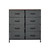 Oikiture 8 Chest of Drawers Fabric Grey Wooden Tabletop