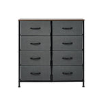 Oikiture 8 Chest of Drawers Fabric Grey Wooden Tabletop