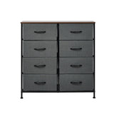 Oikiture 8 Chest of Drawers Fabric Grey Wooden Tabletop - Top-Down View