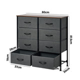 Oikiture 8 Chest of Drawers Fabric Grey Wooden Tabletop - Extra Image