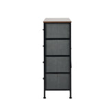 Oikiture 8 Chest of Drawers Fabric Grey Wooden Tabletop - Low Angle