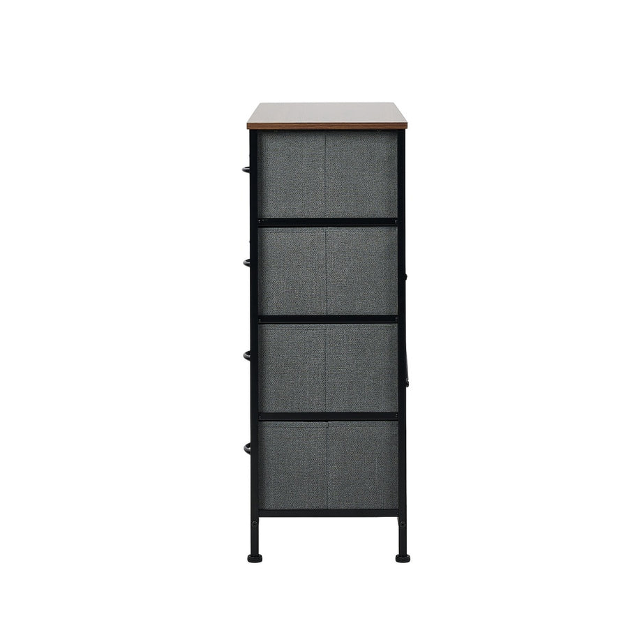 Oikiture 8 Chest of Drawers Fabric Grey Wooden Tabletop
