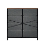Oikiture 8 Chest of Drawers Fabric Grey Wooden Tabletop