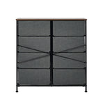 Oikiture 8 Chest of Drawers Fabric Grey Wooden Tabletop