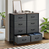 Oikiture 8 Chest of Drawers Fabric Grey Wooden Tabletop