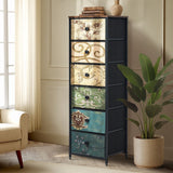 Oikiture 6 Chest of Drawers Fabric Tallboy Retro Vintage - Extra Image