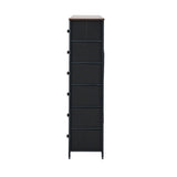 Oikiture 6 Chest of Drawers Fabric Tallboy Retro Vintage