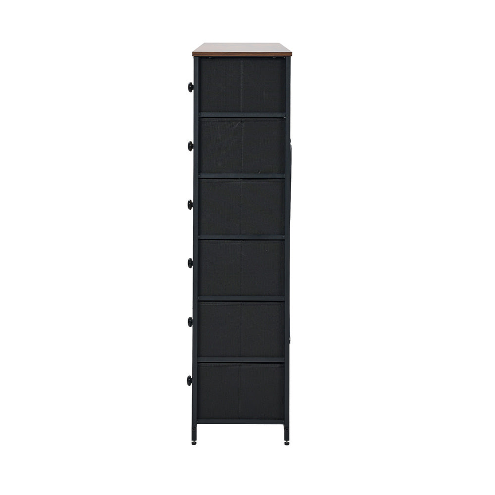 Oikiture 6 Chest of Drawers Fabric Tallboy Retro Vintage