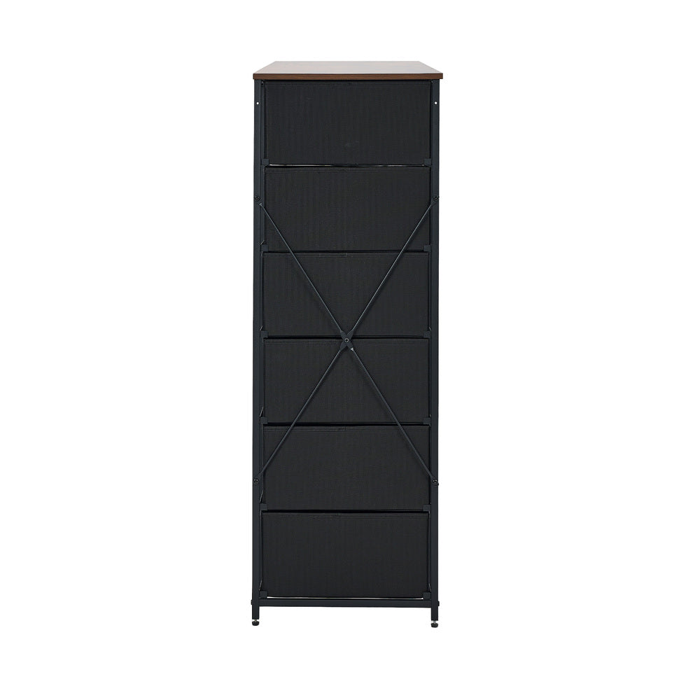 Oikiture 6 Chest of Drawers Fabric Tallboy Retro Vintage