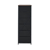Oikiture 6 Chest of Drawers Fabric Tallboy Retro Vintage
