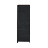 Oikiture 6 Chest of Drawers Fabric Tallboy Retro Vintage - Close-Up Angle