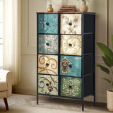 Oikiture 8 Chest of Drawers Fabric Tallboy Retro Vintage - Front View