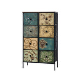 Oikiture 8 Chest of Drawers Fabric Tallboy Retro Vintage - Close-Up Angle