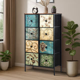 Oikiture 8 Chest of Drawers Fabric Tallboy Retro Vintage