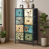 Oikiture 8 Chest of Drawers Fabric Tallboy Retro Vintage - Top-Down View