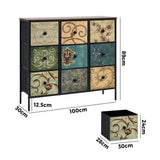 Oikiture 9 Chest of Drawers Fabric Lowboy Retro Vintage - Close-Up Angle