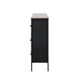 Oikiture 9 Chest of Drawers Fabric Lowboy Retro Vintage