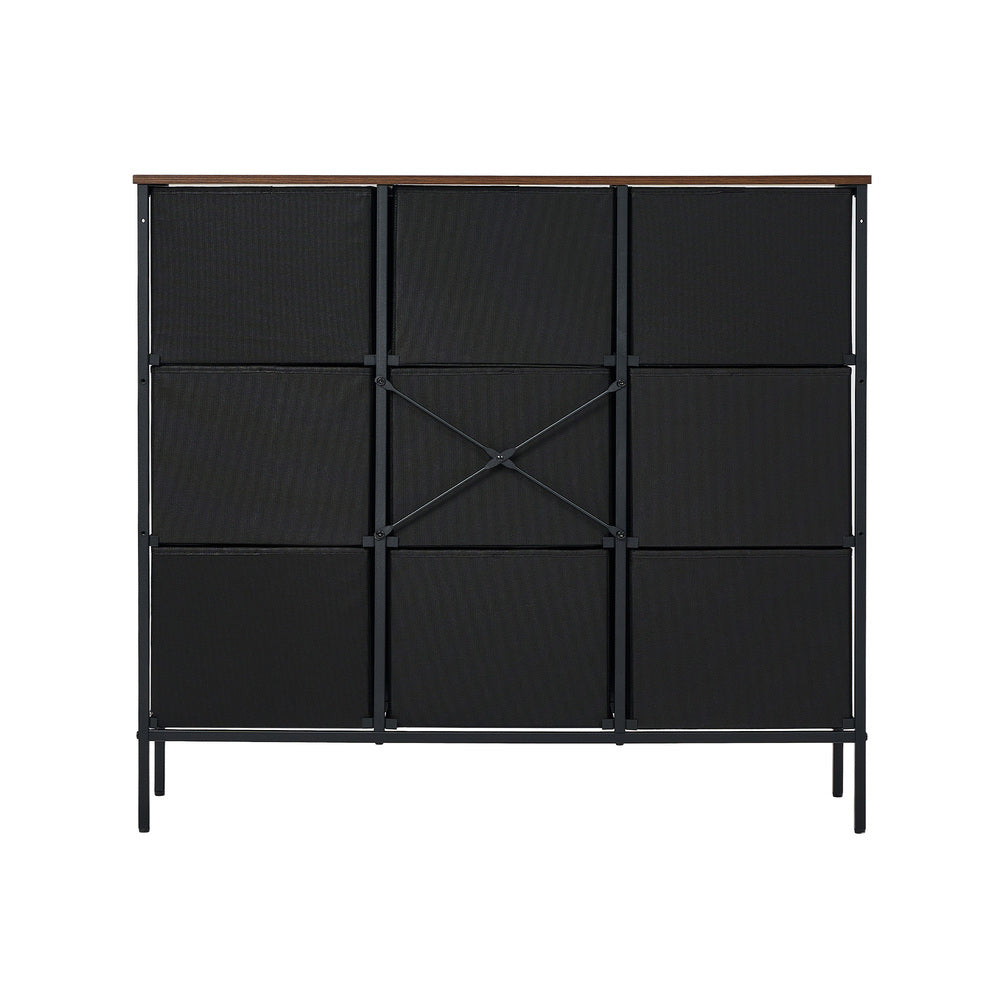 Oikiture 9 Chest of Drawers Fabric Lowboy Retro Vintage