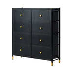 Oikiture 8 Chest of Drawers PU Fabric Black