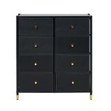 Oikiture 8 Chest of Drawers PU Fabric Black - Front View