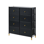 Oikiture 8 Chest of Drawers PU Fabric Black
