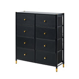Oikiture 8 Chest of Drawers PU Fabric Black - Rear View