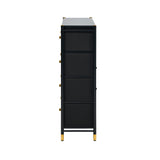 Oikiture 8 Chest of Drawers PU Fabric Black