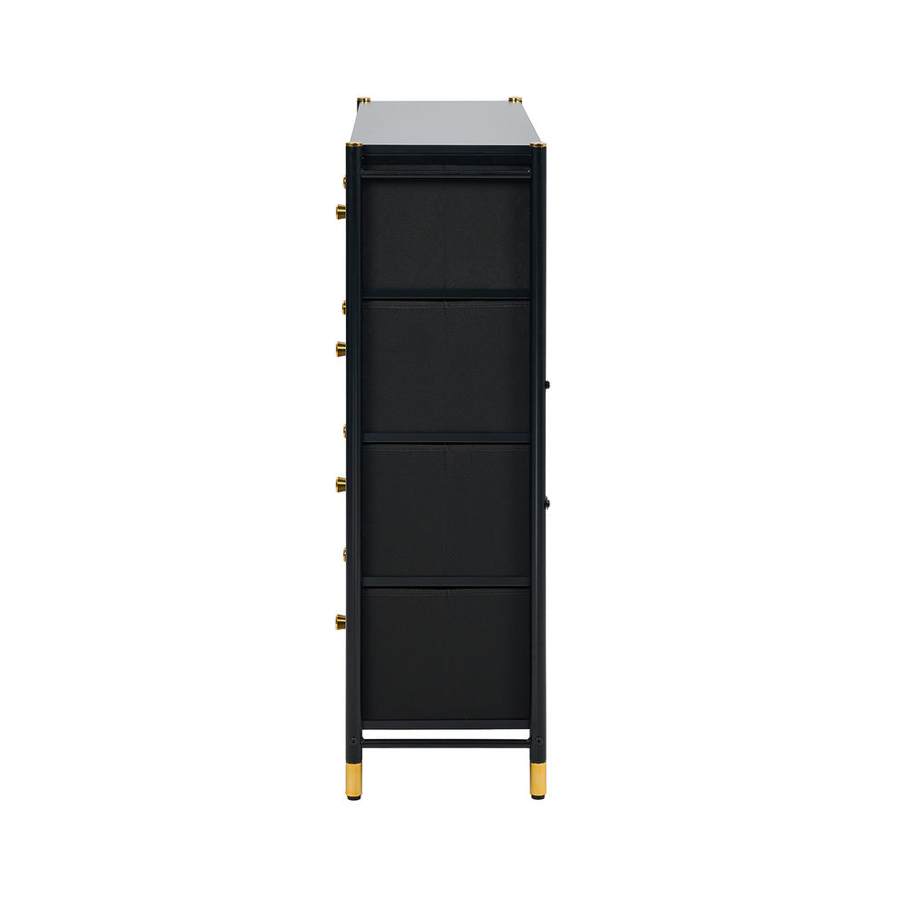 Oikiture 8 Chest of Drawers PU Fabric Black