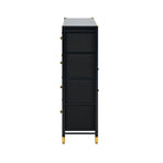 Oikiture 8 Chest of Drawers PU Fabric Black