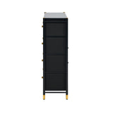 Oikiture 8 Chest of Drawers PU Fabric Black - Top-Down View